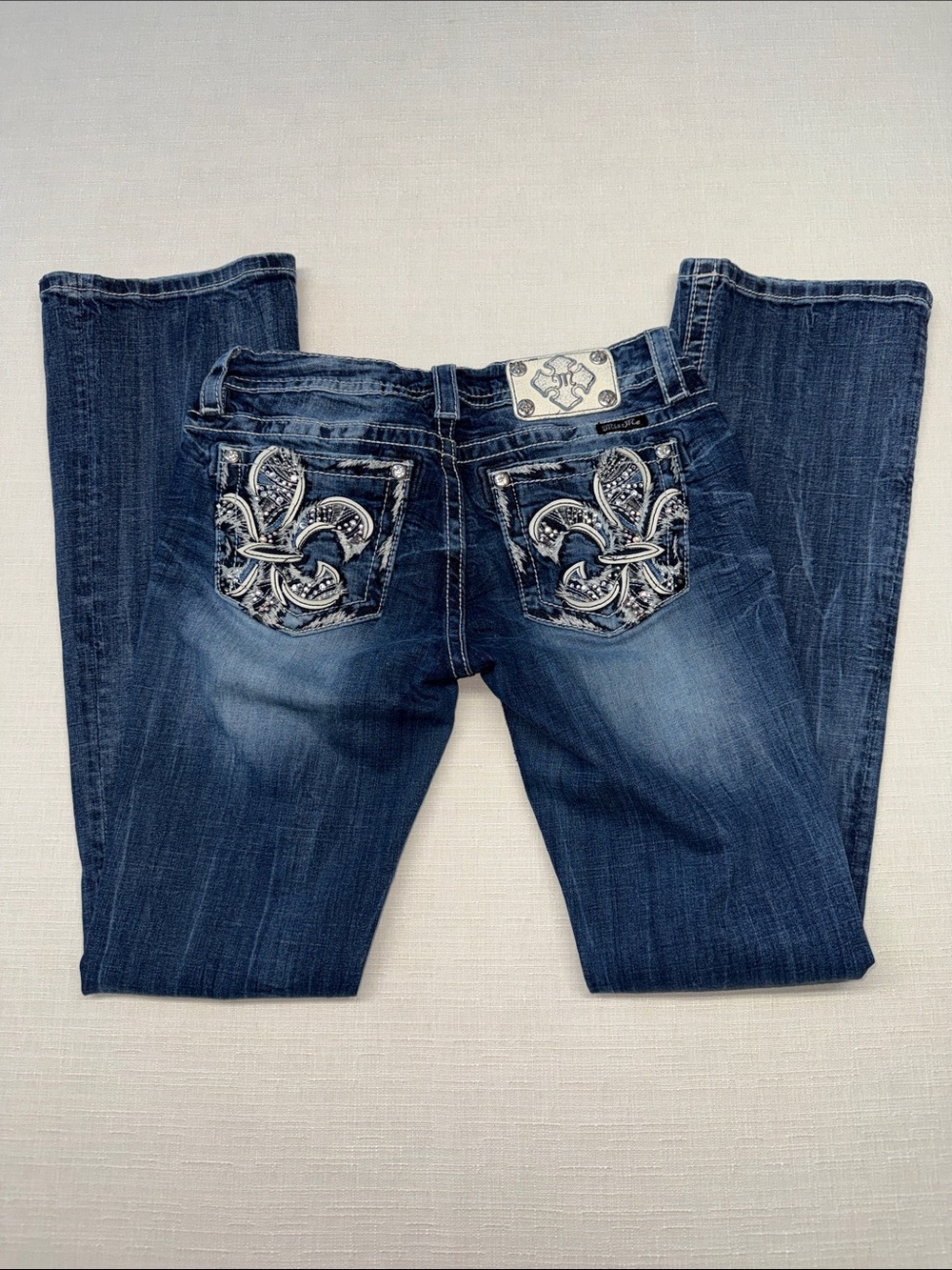 Miss Me Dark Blue Faded Flare Jeans